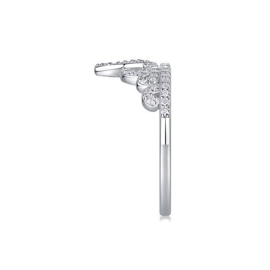 Moissanite Pave Tiara Crown Ring in 925 Sterling Silver