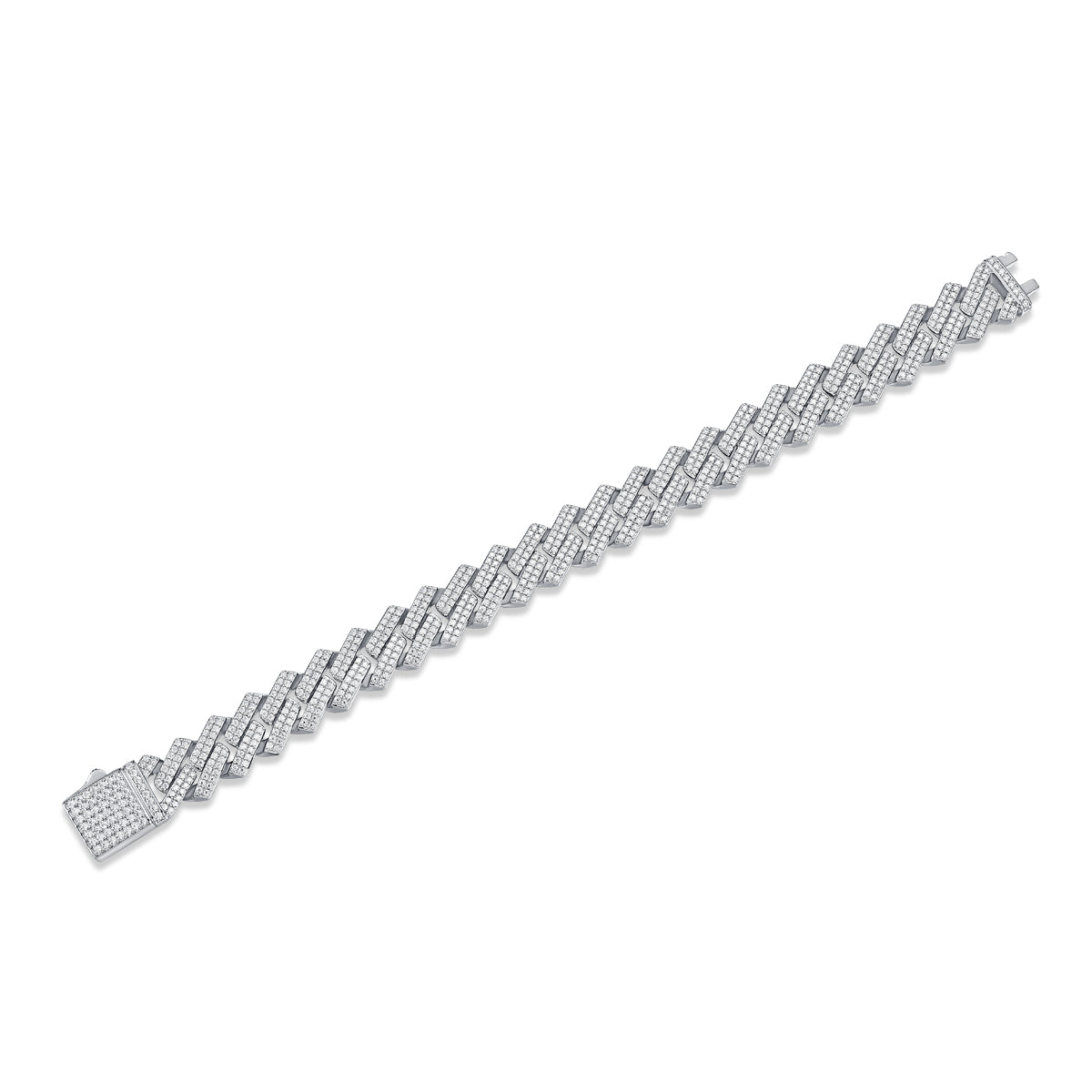 Iced Moissanite Cuban Link Bracelet in 925 Sterling Silver