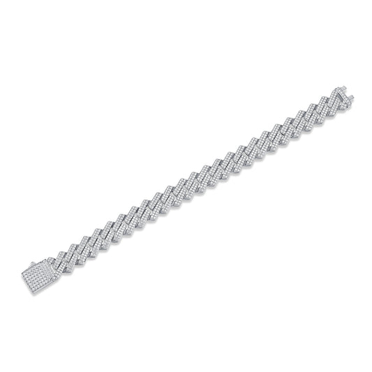Iced Moissanite Cuban Link Bracelet in 925 Sterling Silver