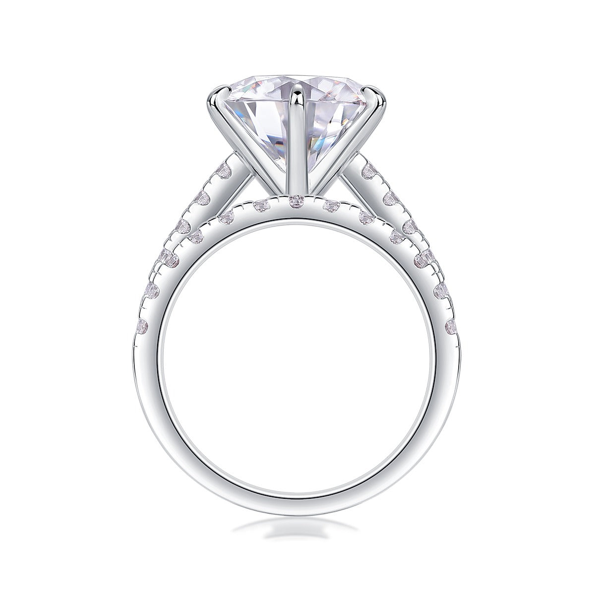 Round Moissanite Six-Prong Bridal Ring Set in 925 Sterling Silver
