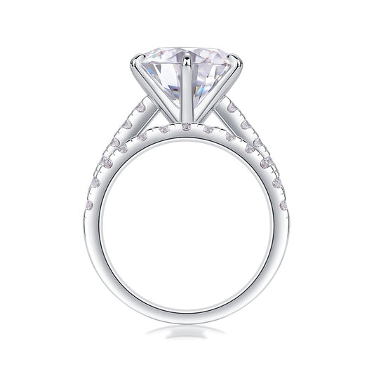 Round Moissanite Six-Prong Bridal Ring Set in 925 Sterling Silver