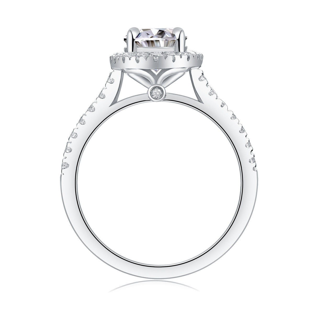 Oval Moissanite Halo Engagement Ring in 925 Sterling Silver