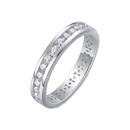 Round Moissanite Channel-Set Eternity Band in 925 Sterling Silver