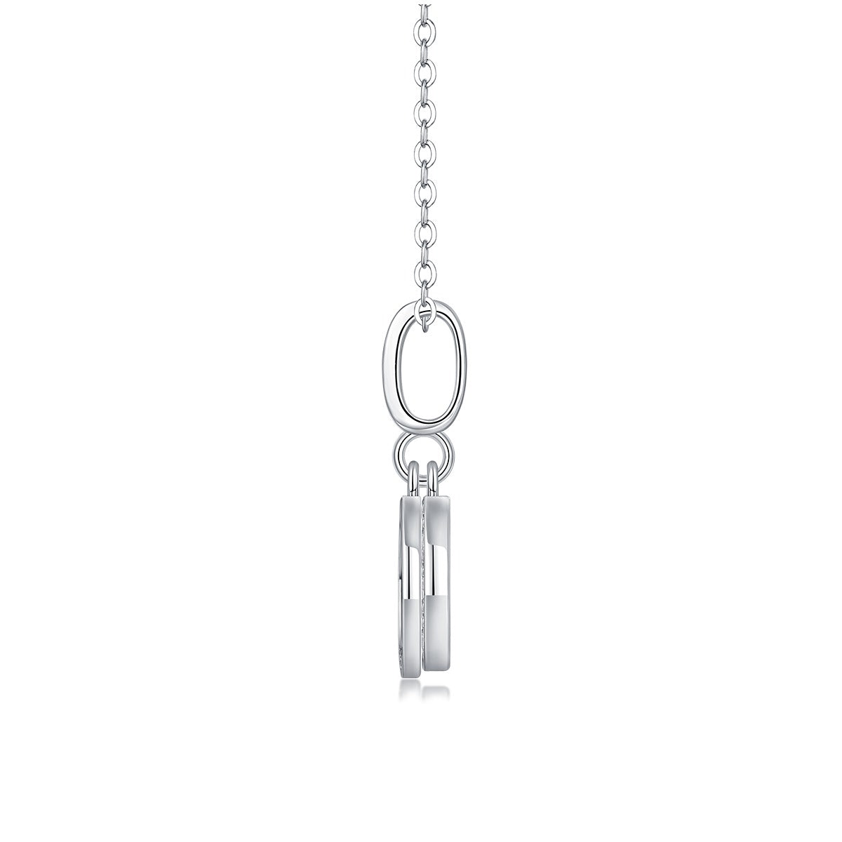 Moissanite Pave Round Disc Pendant Necklace in 925 Sterling Silver