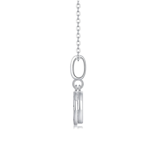 Moissanite Pave Round Disc Pendant Necklace in 925 Sterling Silver