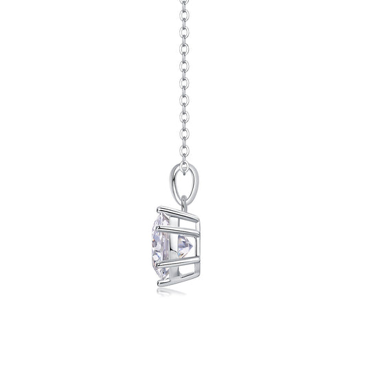 Round Moissanite Six-Prong Solitaire Pendant Necklace in 925 Sterling Silver