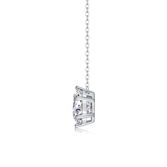 Floating Round Moissanite Six-Prong Solitaire Necklace in 925 Sterling Silver