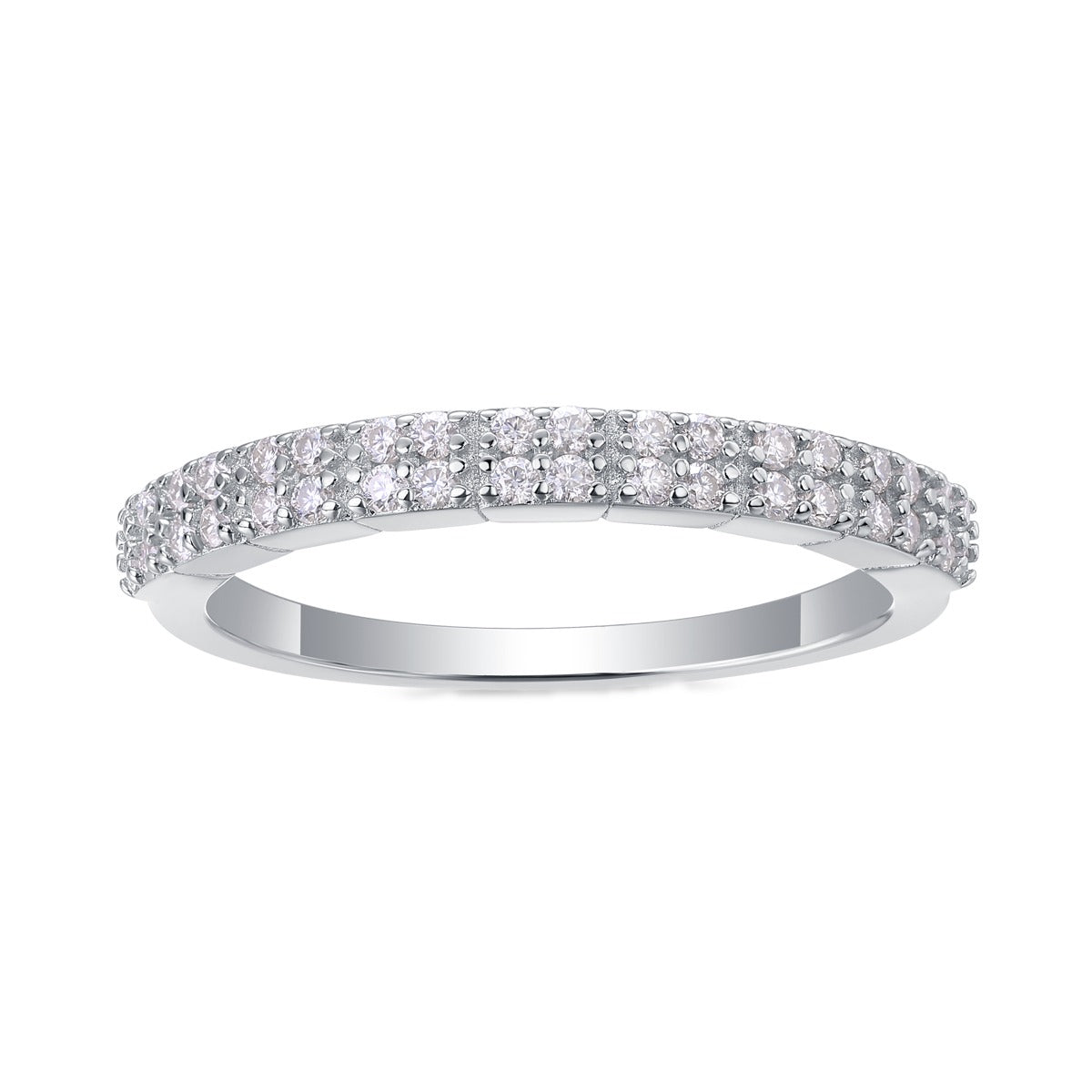 Moissanite Segmented Half-Eternity Band in 925 Sterling Silver