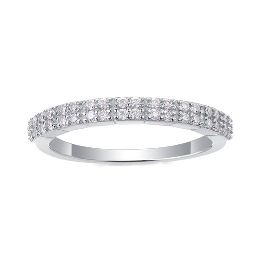 Moissanite Segmented Half-Eternity Band in 925 Sterling Silver