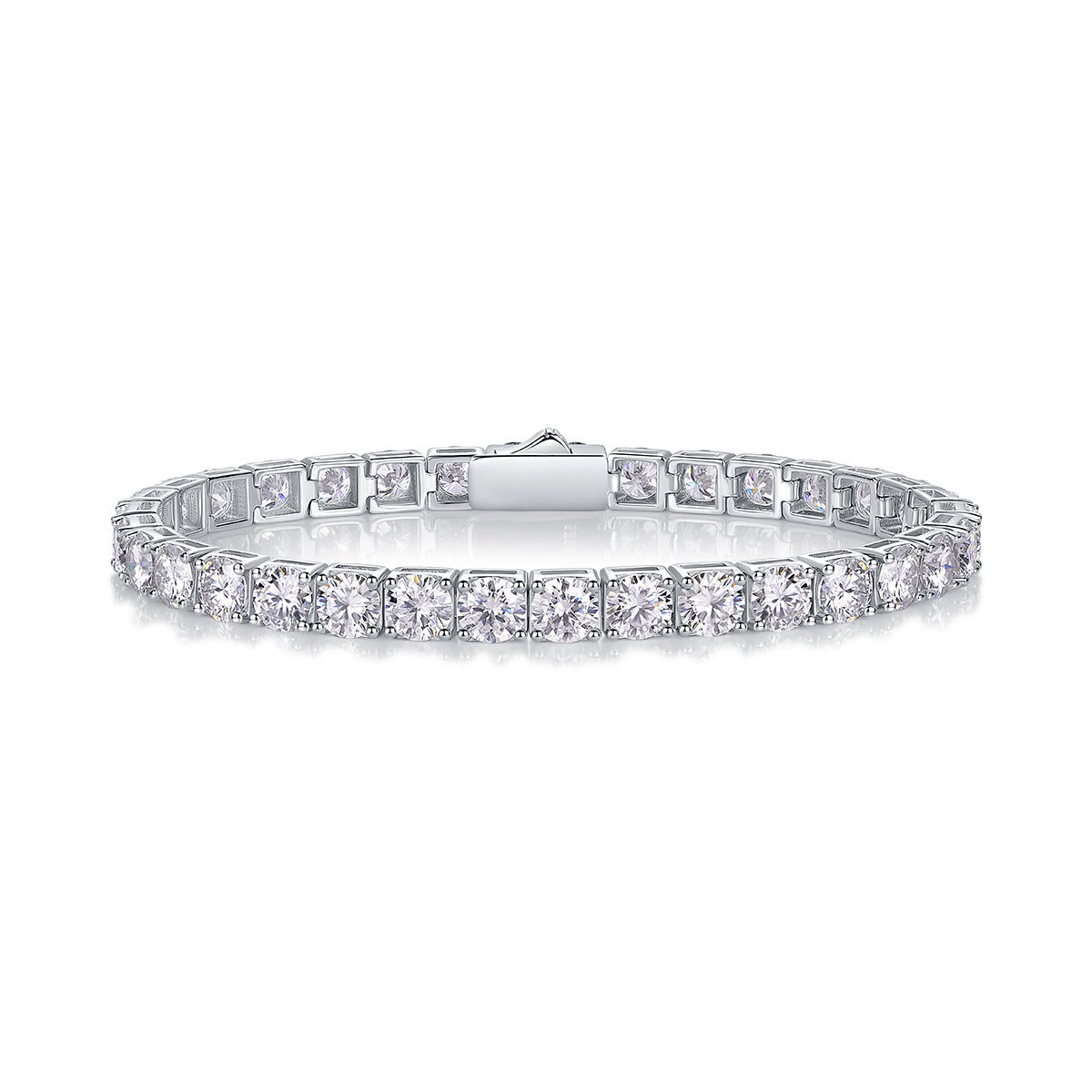 Round Moissanite Tennis Bracelet (0.5 ct Stones) in 925 Sterling Silver