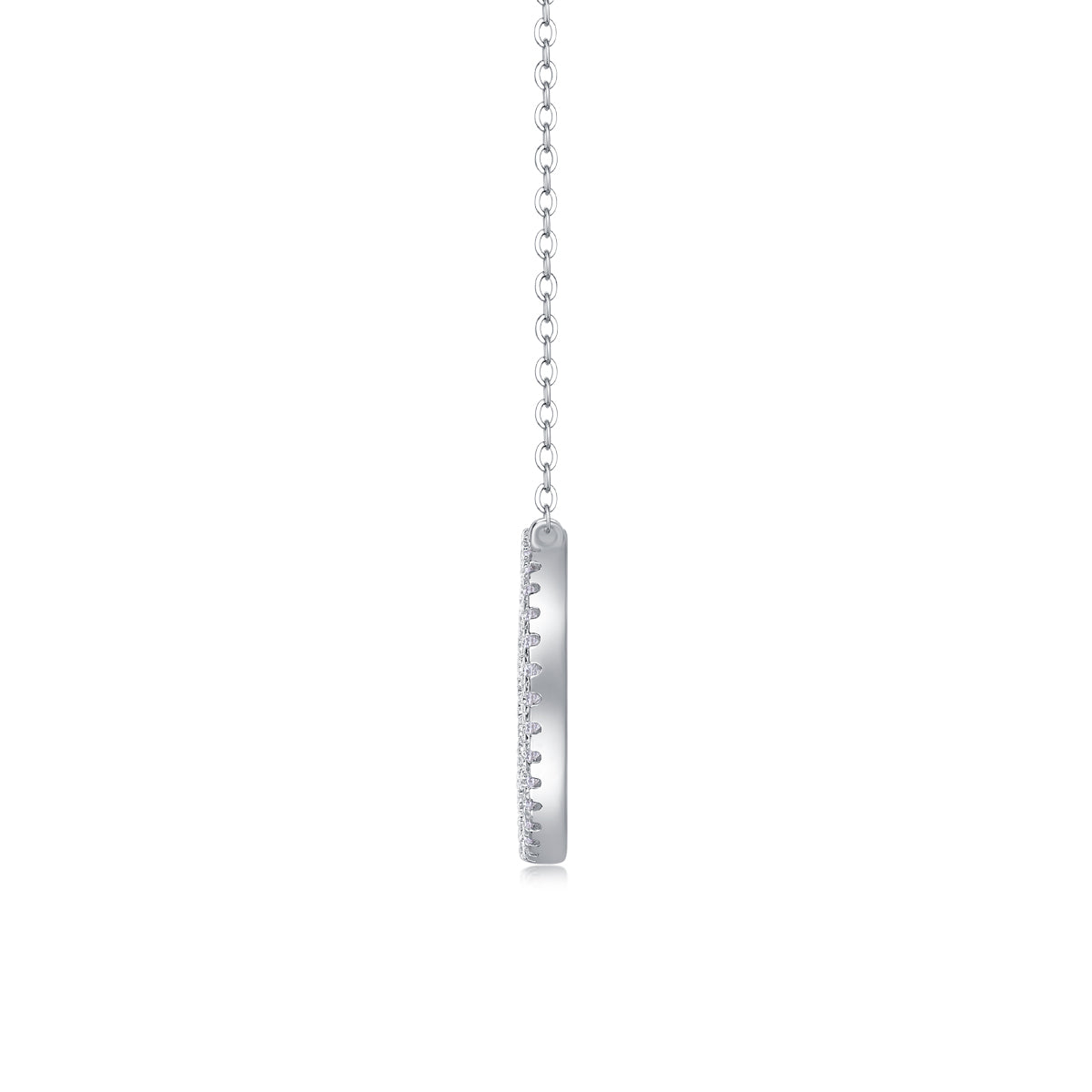 Moissanite Pave Open Circle Pendant Necklace in 925 Sterling Silver