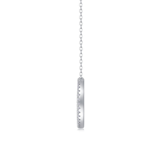 Moissanite Pave Open Circle Pendant Necklace in 925 Sterling Silver