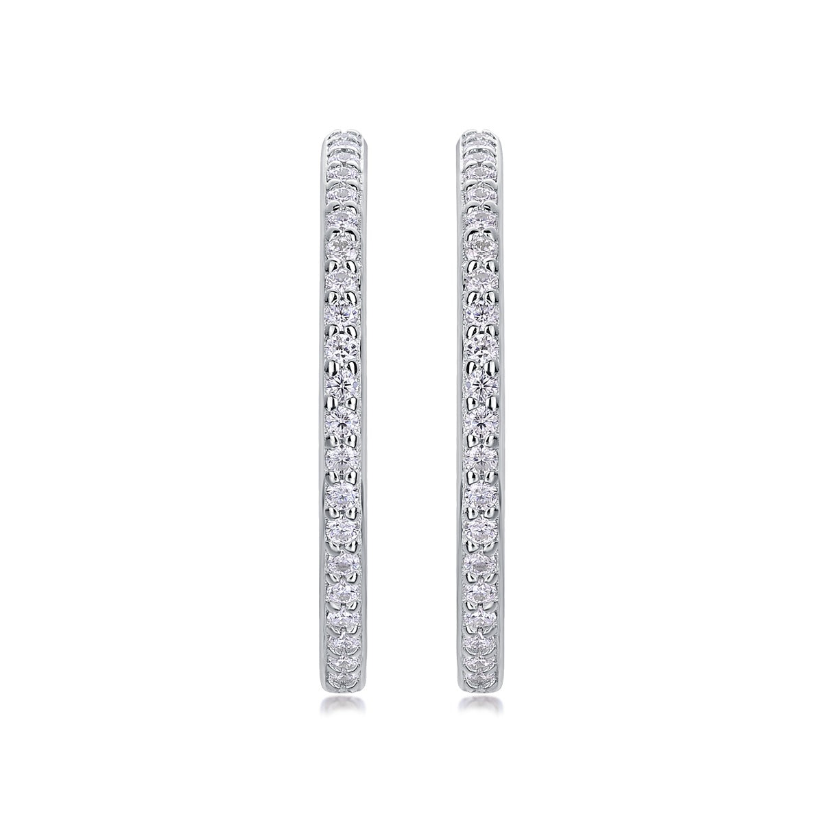 Moissanite Inside-Out Pave C-Hoop Earrings in 925 Sterling Silver