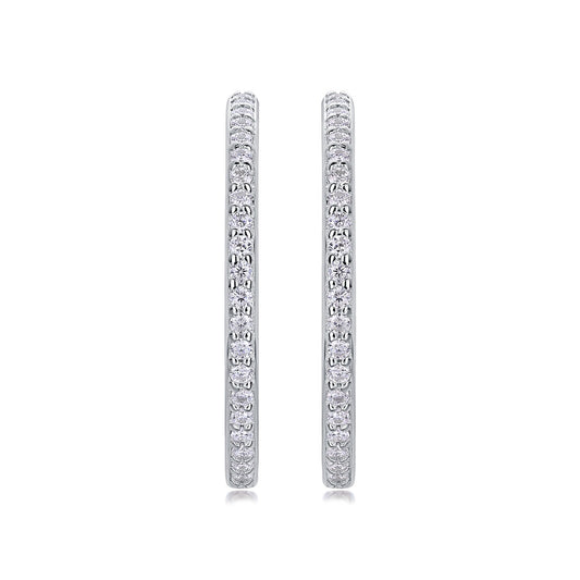 Moissanite Inside-Out Pave C-Hoop Earrings in 925 Sterling Silver