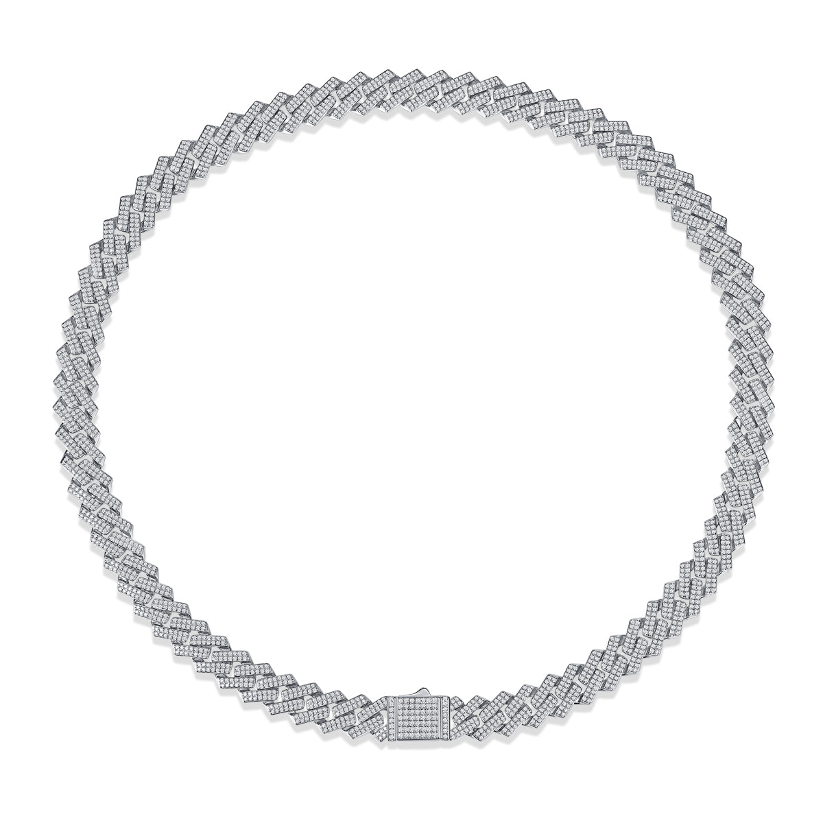 Men's Iced Moissanite Cuban Link Chain Necklace in 925 Sterling Silver