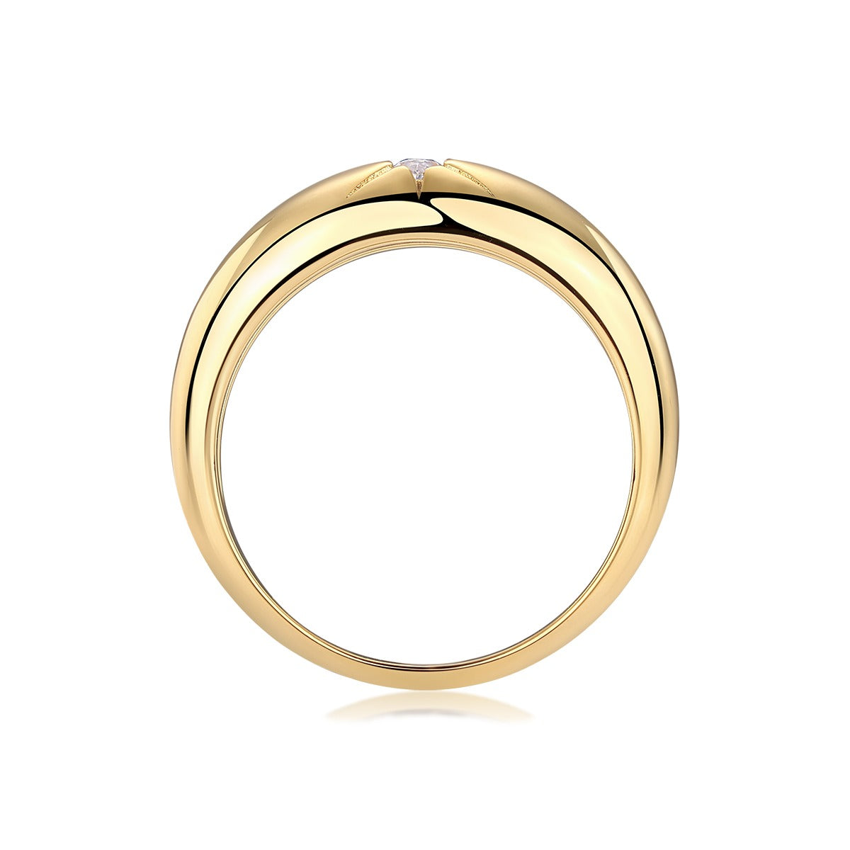 Marquise Moissanite Star-Set Dome Ring in Gold-Plated 925 Silver