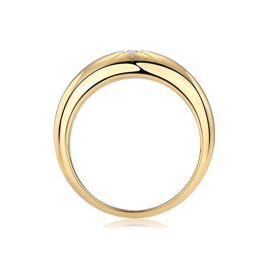 Marquise Moissanite Star-Set Dome Ring in Gold-Plated 925 Silver