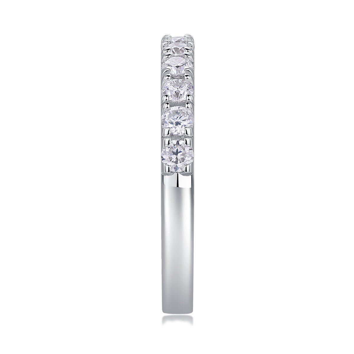 Round Moissanite Classic Pave Half-Eternity Band in 925 Silver
