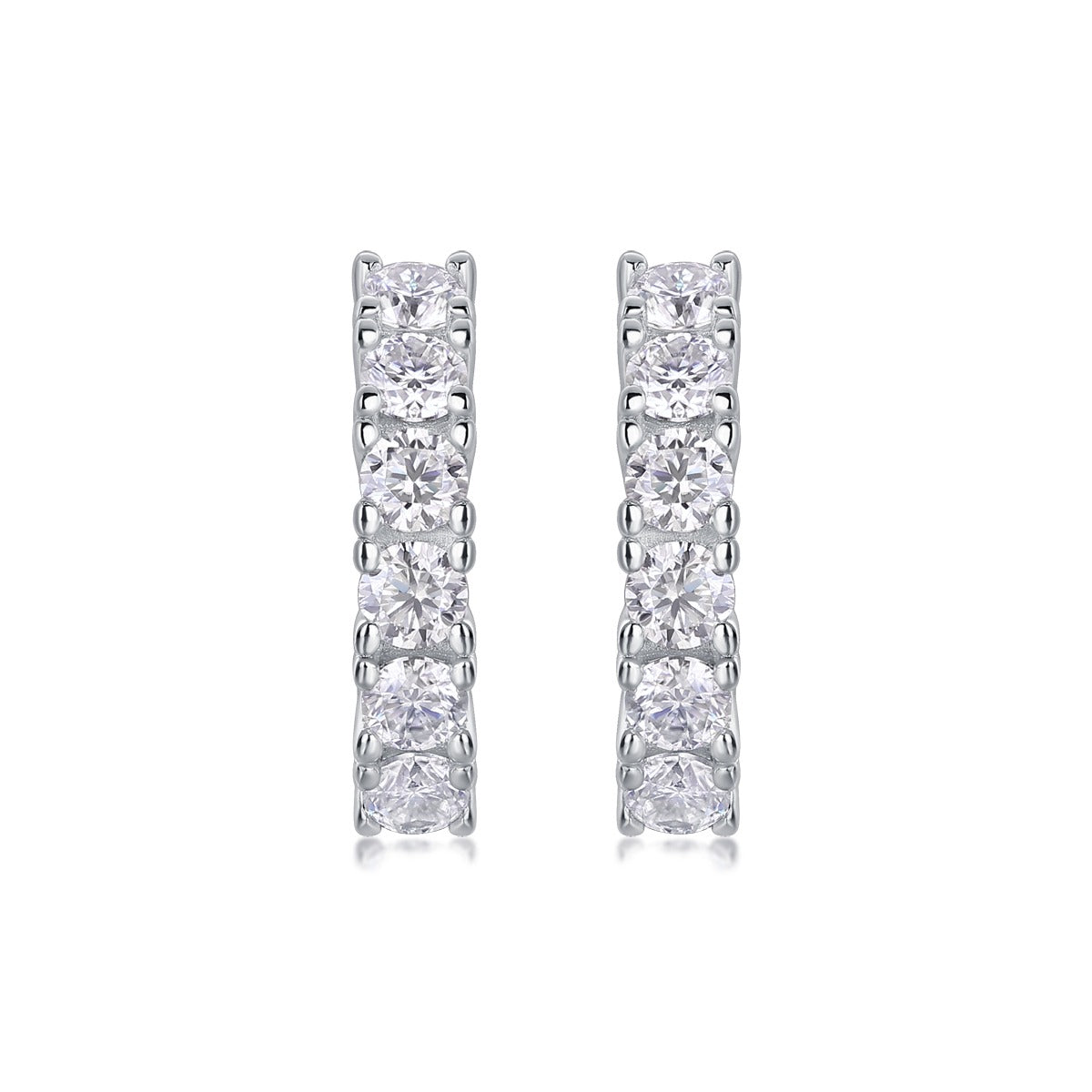 Round Moissanite Prong-Set Huggie Hoop Earrings in 925 Silver