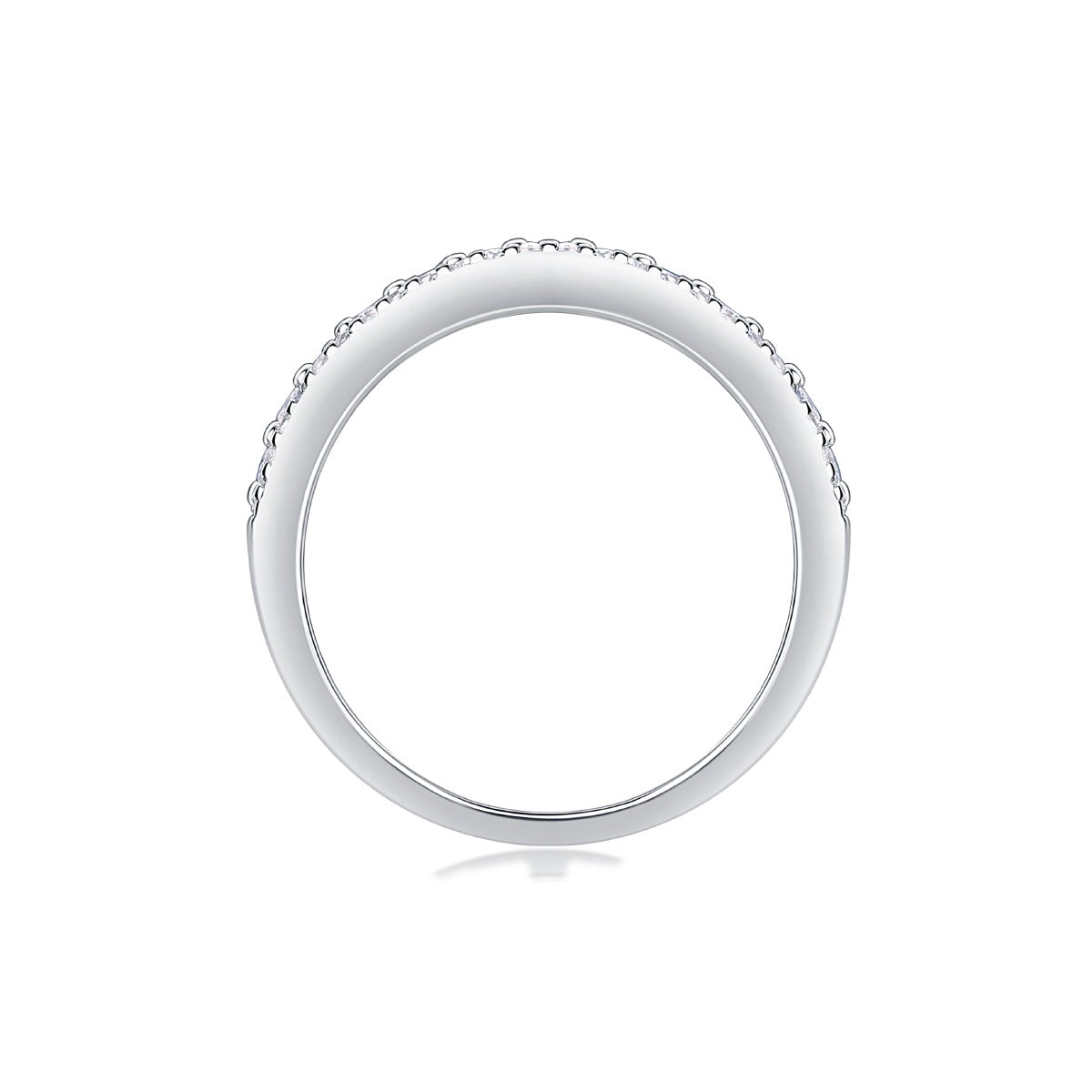 Wide Moissanite Multi-Row Pave Band in 925 Sterling Silver
