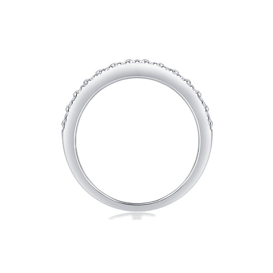 Wide Moissanite Multi-Row Pave Band in 925 Sterling Silver