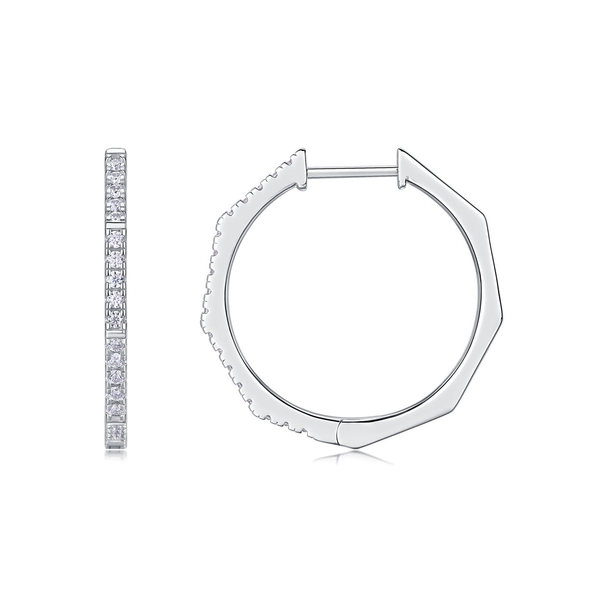 Moissanite Pave Large Hoop Earrings in 925 Sterling Silver