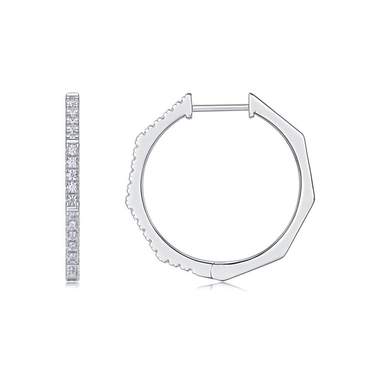 Moissanite Pave Large Hoop Earrings in 925 Sterling Silver