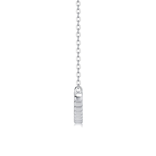 Bezel-Set Moissanite Curved Bar Necklace in 925 Sterling Silver