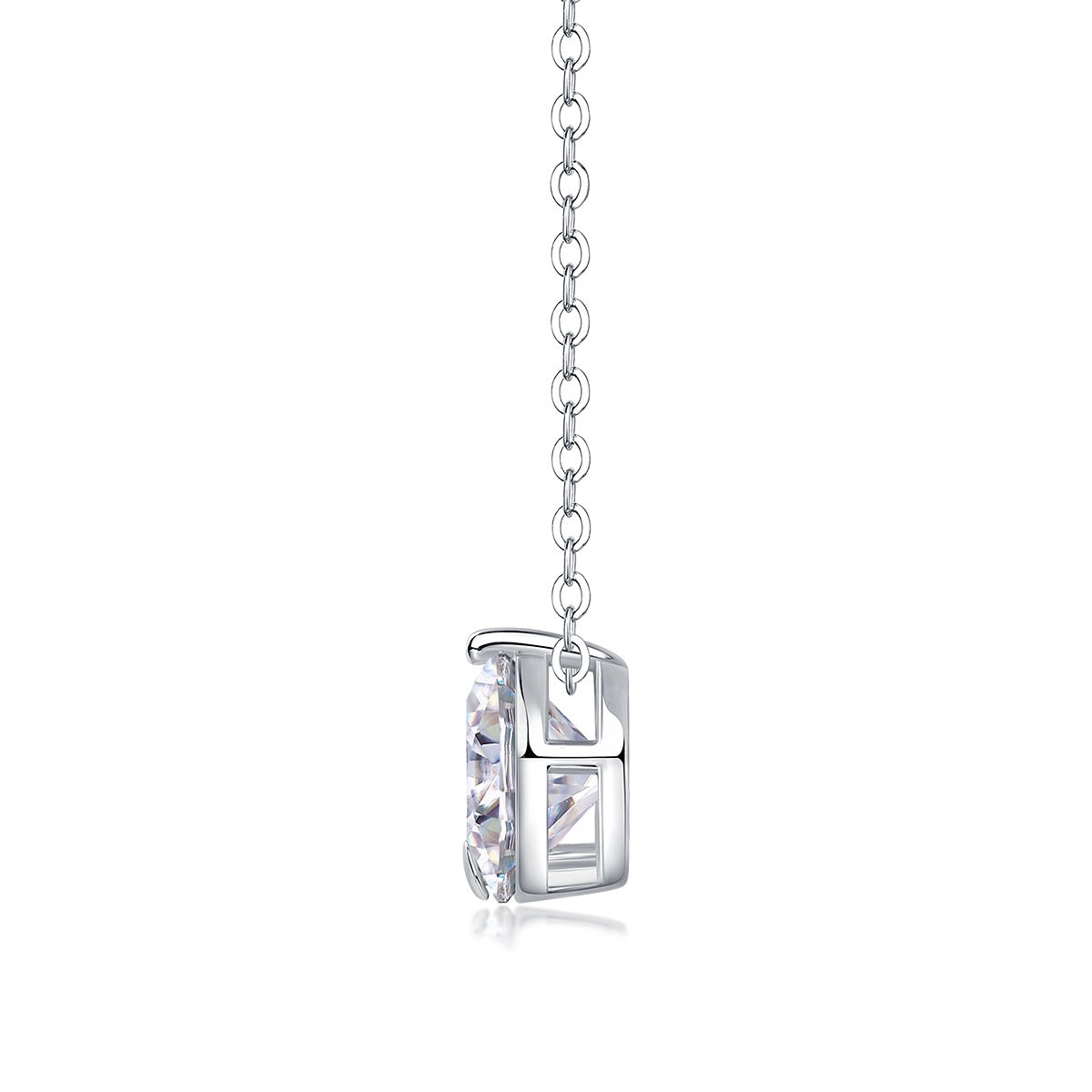 Round Moissanite Solitaire Pendant Necklace in 925 Sterling Silver