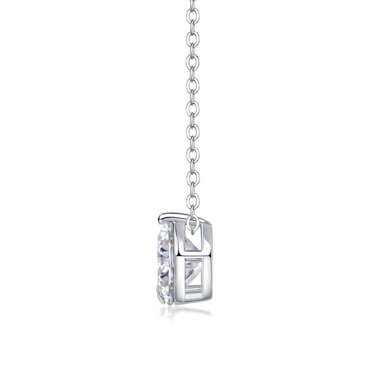 Round Moissanite Solitaire Pendant Necklace in 925 Sterling Silver