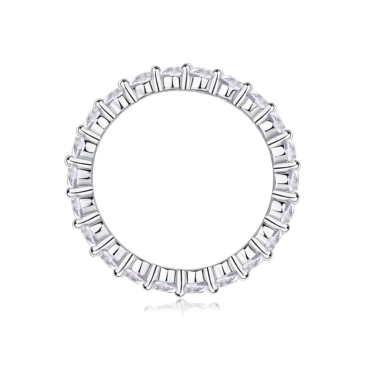 Moissanite Floating Station Eternity Band in 925 Sterling Silver