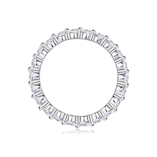 Moissanite Floating Station Eternity Band in 925 Sterling Silver