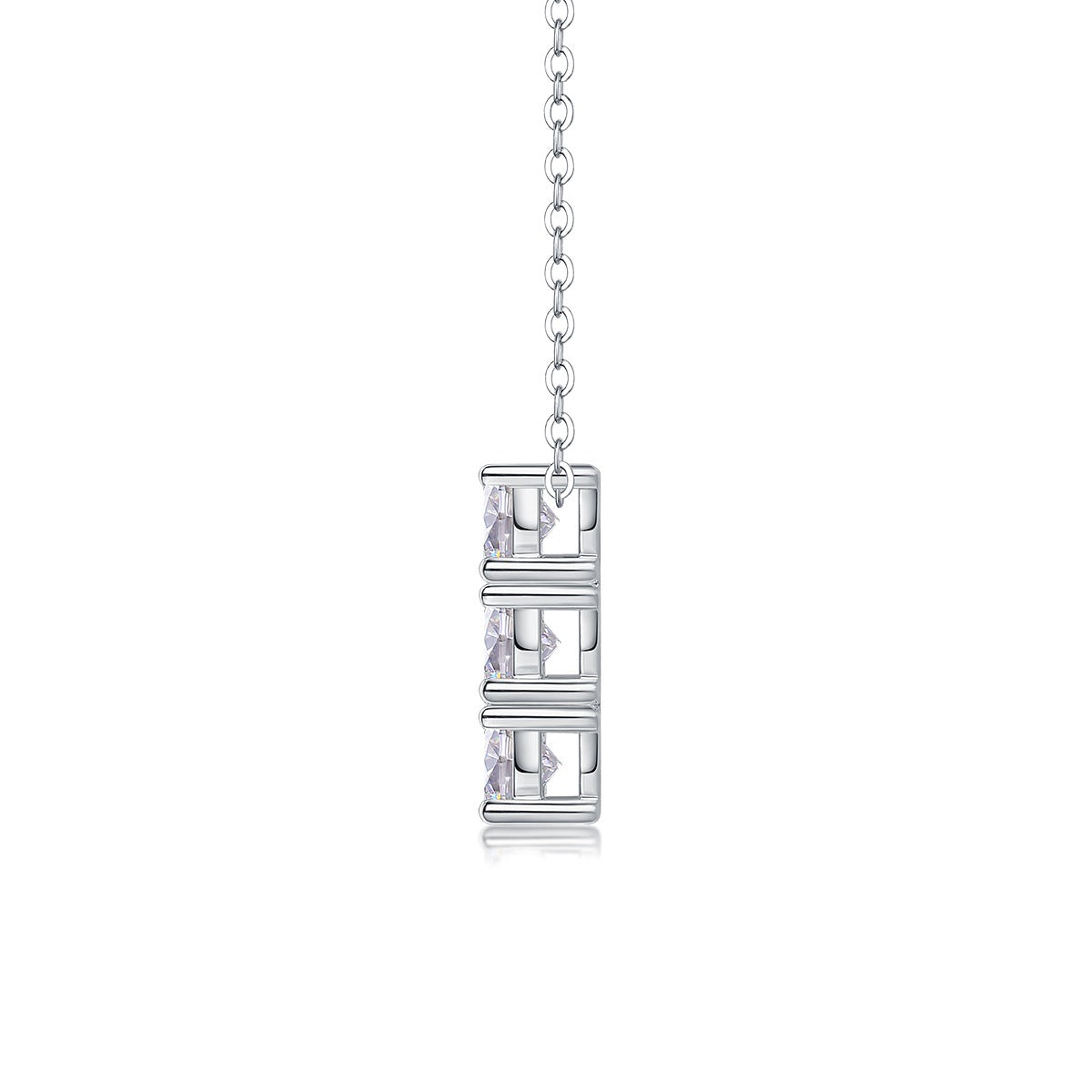 Moissanite Cluster Rectangle Pendant Necklace in 925 Sterling Silver