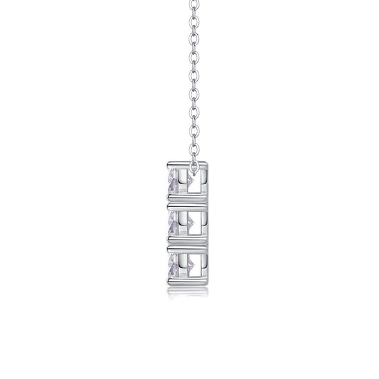 Moissanite Cluster Rectangle Pendant Necklace in 925 Sterling Silver