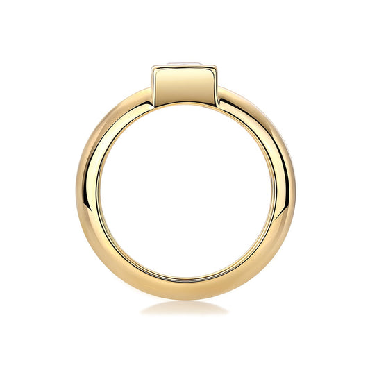 Princess-Cut Moissanite Bezel Dome Ring in Gold-Plated 925 Silver