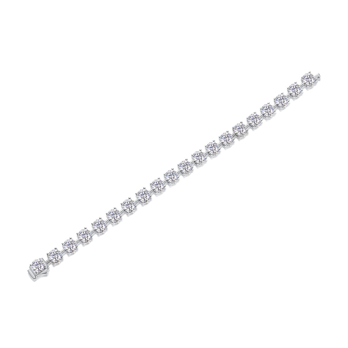 Round Moissanite Station Tennis Bracelet in 925 Sterling Silver
