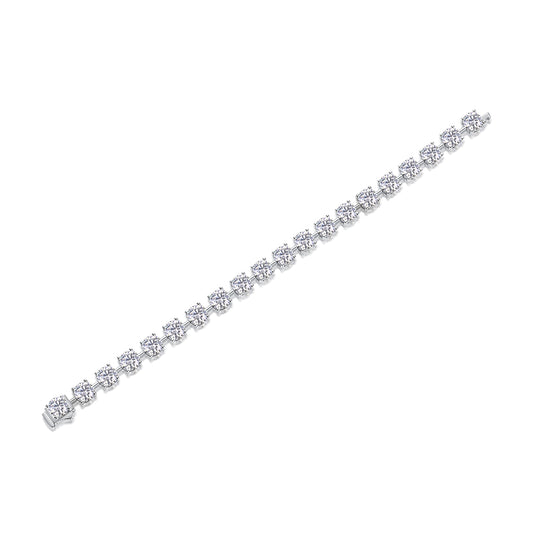 Round Moissanite Station Tennis Bracelet in 925 Sterling Silver