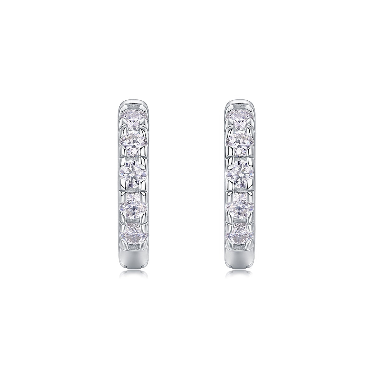 Moissanite Petite Pave Huggie Hoop Earrings in 925 Sterling Silver