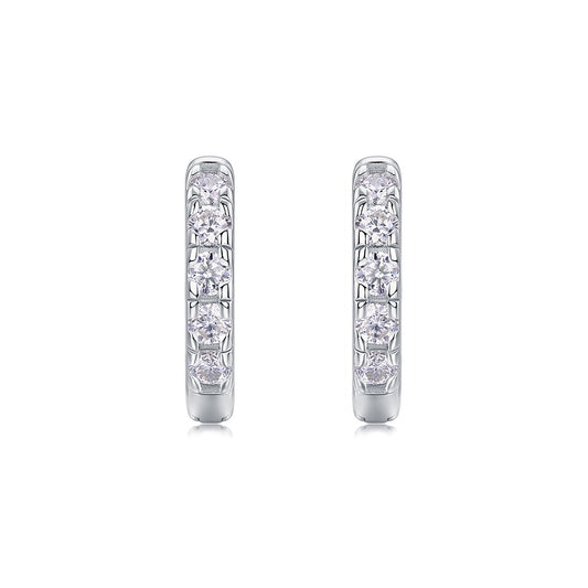 Moissanite Petite Pave Huggie Hoop Earrings in 925 Sterling Silver