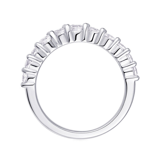 Round Moissanite Graduated Curved Band in 925 Sterling Silver