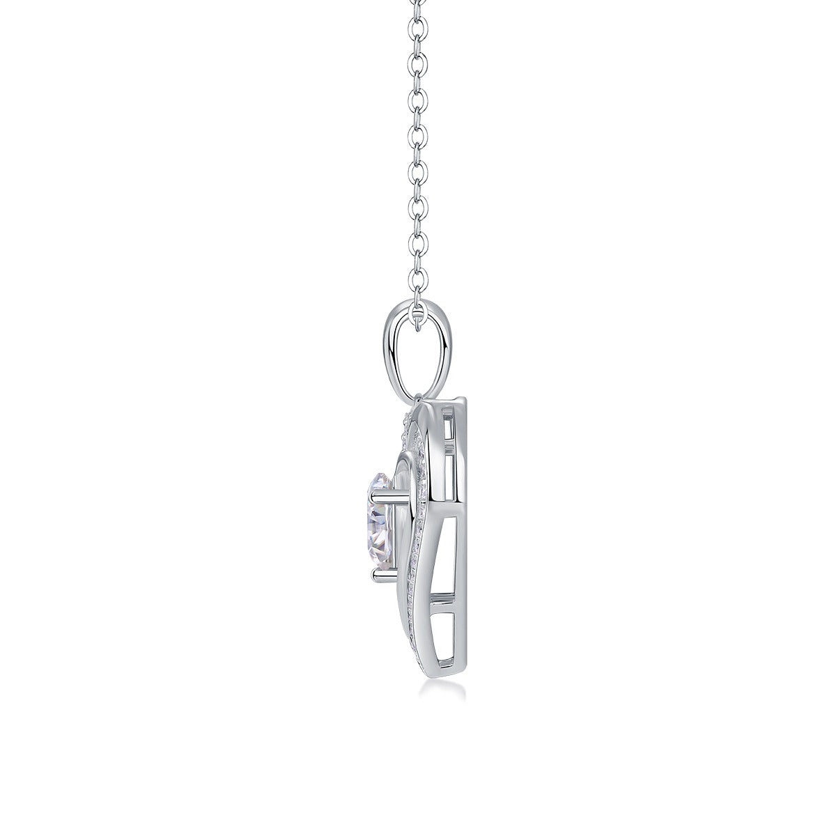 Moissanite Double Heart Pendant Necklace in 925 Sterling Silver
