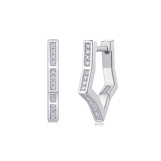 Moissanite Segmented Channel-Set Earrings in 925 Sterling Silver