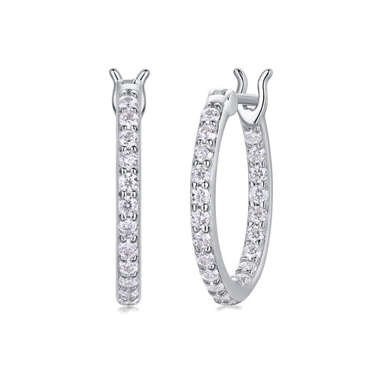 Moissanite Inside-Out Pave Oval Hoop Earrings in 925 Sterling Silver