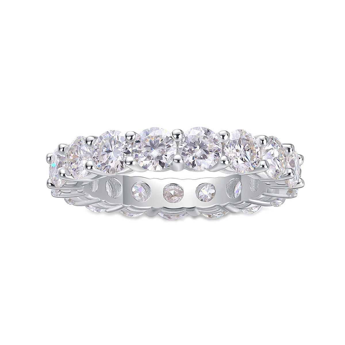 Oval Moissanite Shared-Prong Eternity Band in 925 Sterling Silver