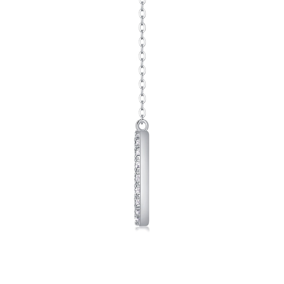 Pave Moissanite Open Circle Pendant Necklace in 925 Sterling Silver