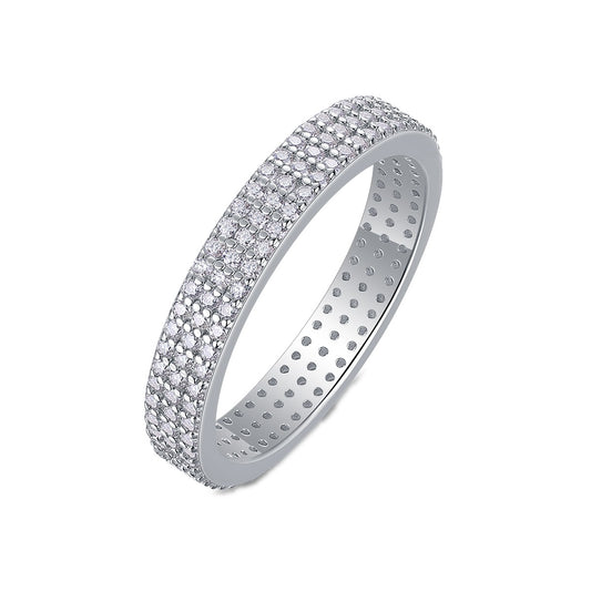 Moissanite Three-Row Pave Full Eternity Band in 925 Sterling Silver
