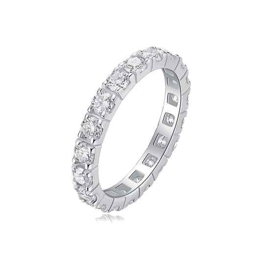 Round Moissanite Shared-Prong Eternity Band in 925 Sterling Silver