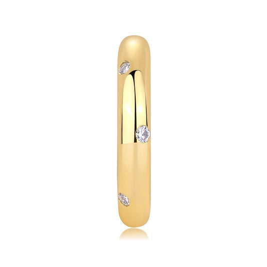 Moissanite Flush-Set Dome Band in Gold-Plated 925 Silver