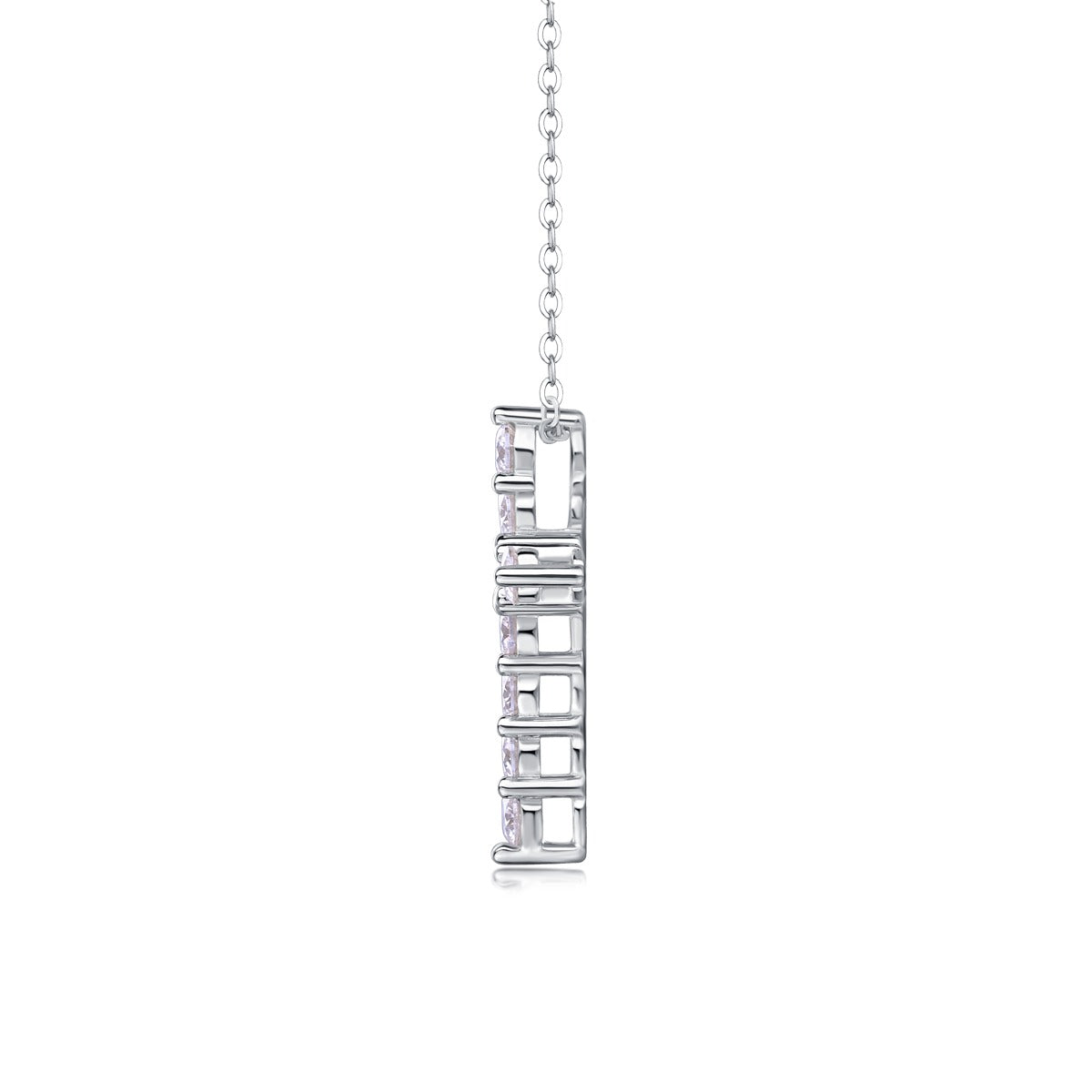 Round Moissanite Cross Pendant Necklace in 925 Sterling Silver