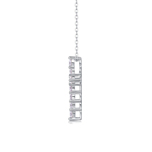 Round Moissanite Cross Pendant Necklace in 925 Sterling Silver